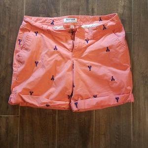 Old Navy▪Lobster embroidered chino coral shorts